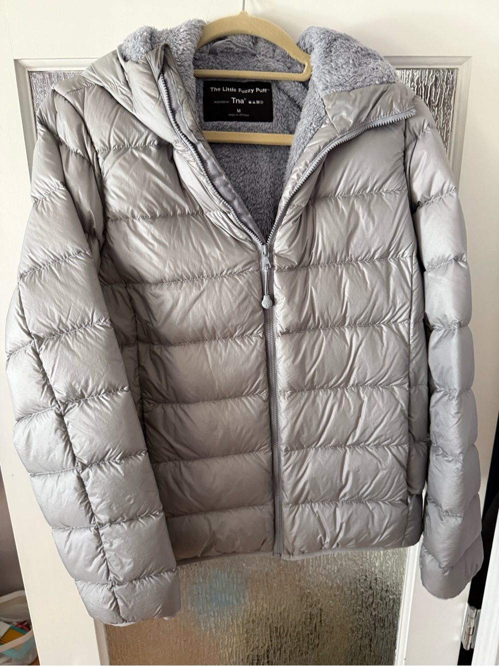 TNA Light Gray The Little Puffy Puff Hooded Puffer Jacket